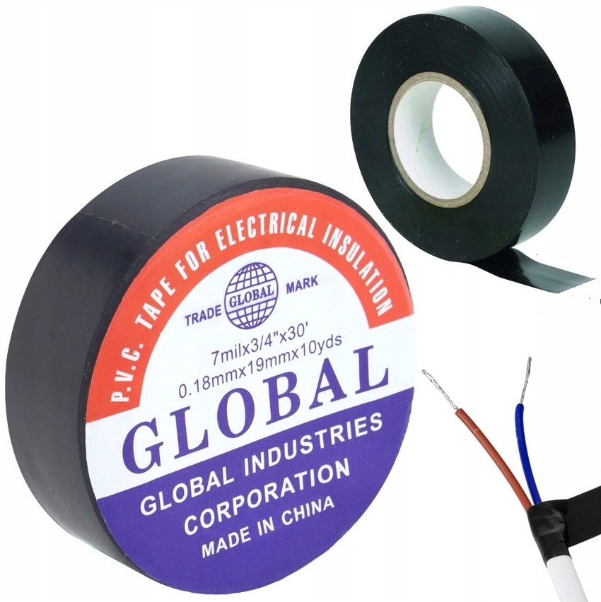 Taśma Izolacyjna PVC Elektryczna Czarna Mocna Izolacja 18m Wodoodporna