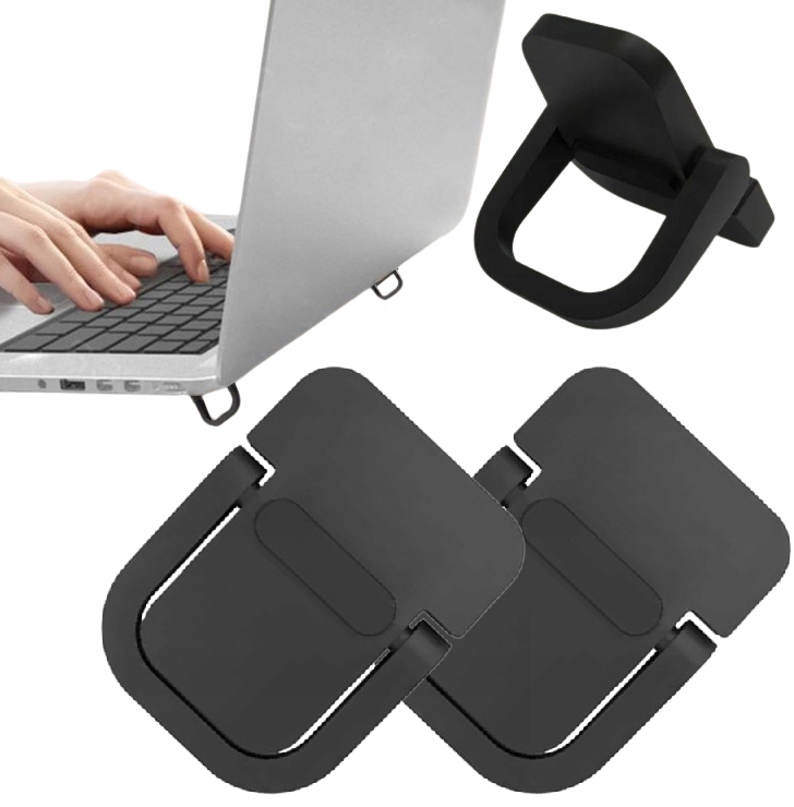 Podstawki Pod Laptopa Zestaw Uniwersalne Aluminiowe Nóżki 2 Sztuki Czarne