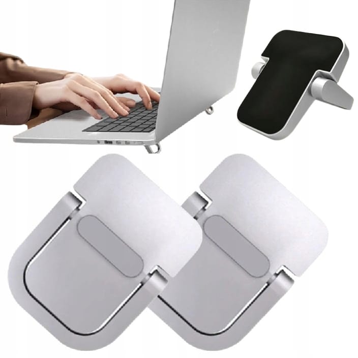 Podstawki Pod Laptopa Zestaw Uniwersalne Aluminiowe Nóżki 2 Sztuki Srebrne