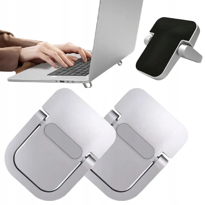 image-9300.jpeg Podstawki Pod Laptopa Zestaw Uniwersalne Aluminiowe Nóżki 2 Sztuki Srebrne