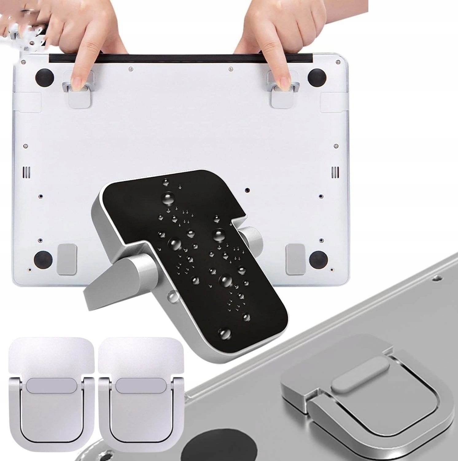 Podstawki Pod Laptopa Zestaw Uniwersalne Aluminiowe Nóżki 2 Sztuki Srebrne