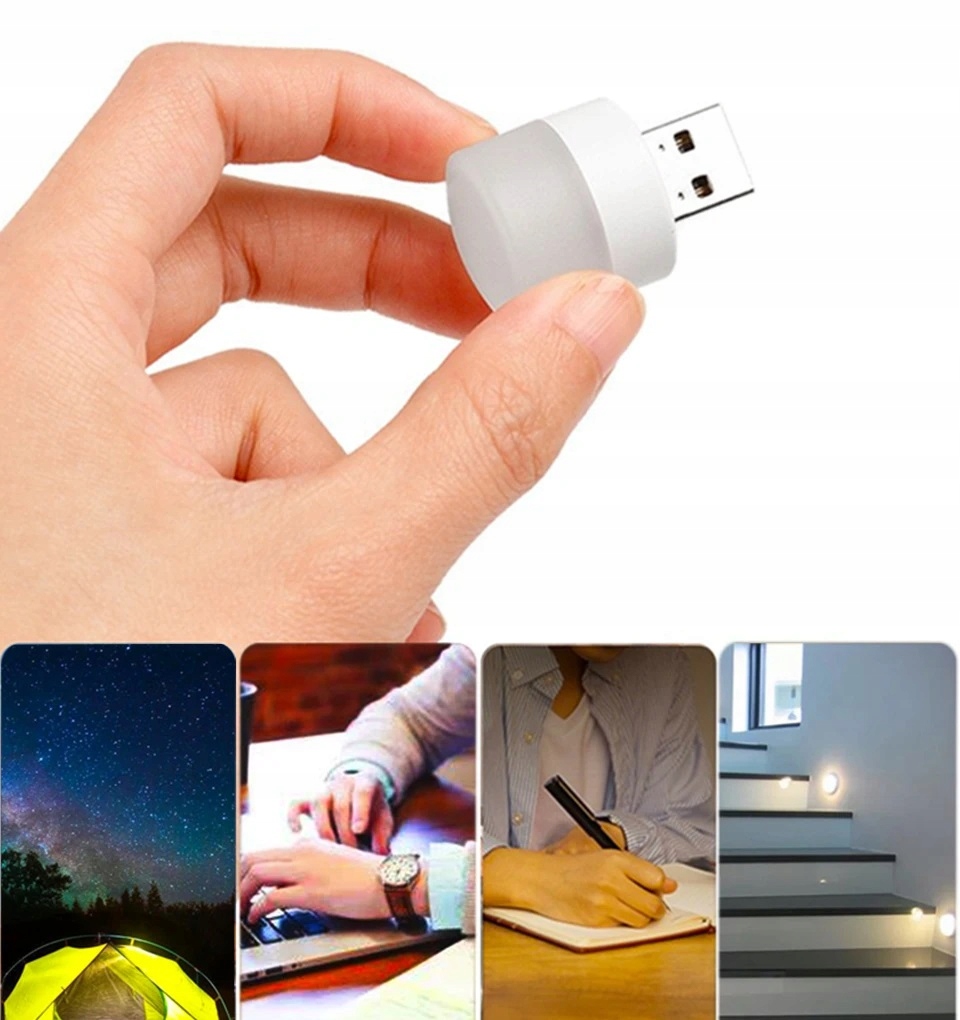 Mini Lampka Usb 5v 1w Dioda Led Wejśie Usb Lampka Nocna Białe Światło 1szt.