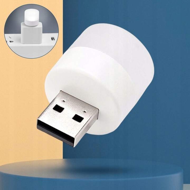 Mini Lampka Usb 5v 1w Dioda Led Wejśie Usb Lampka Nocna Białe Światło 1szt.
