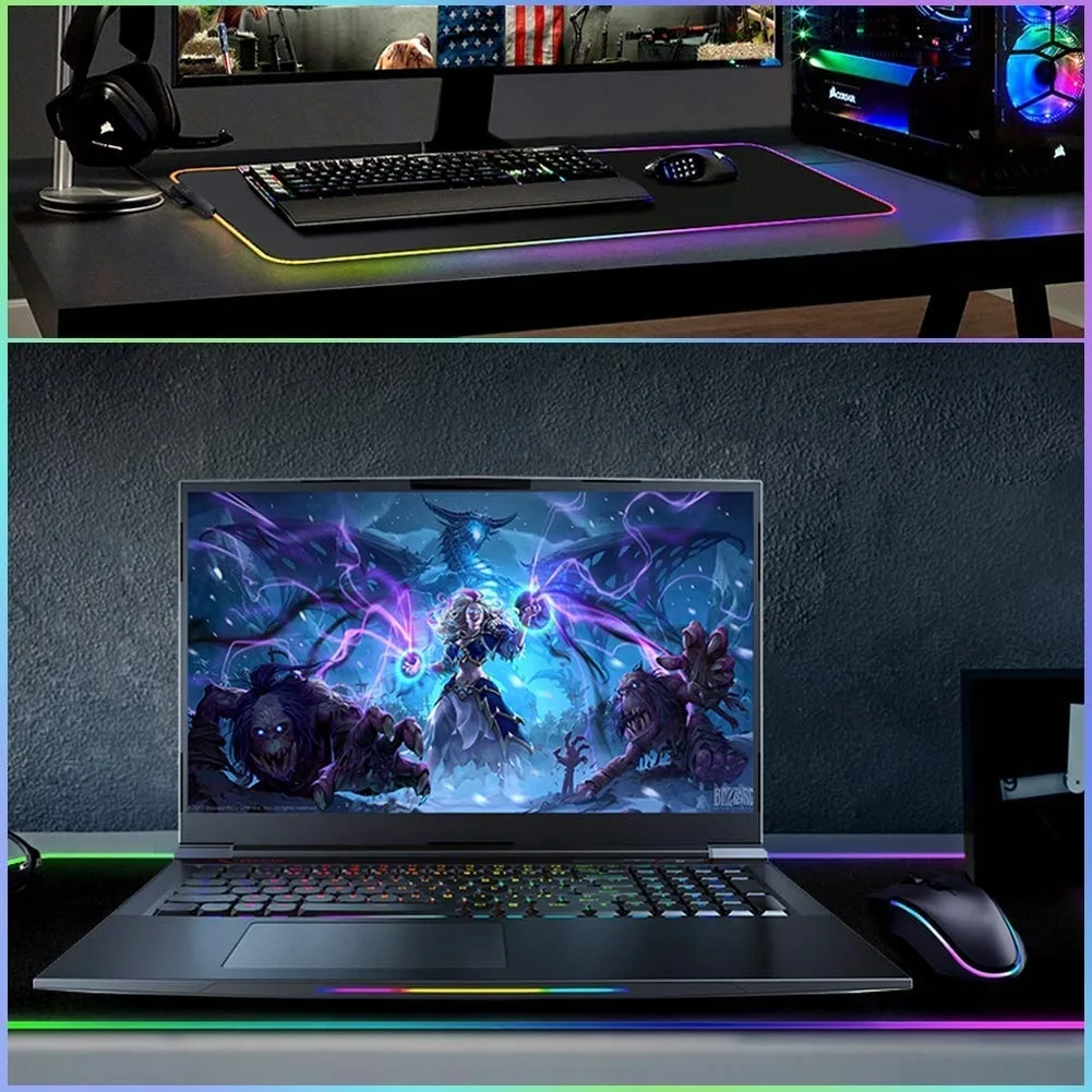 image-9412.jpeg Gamingowa Podkładka Pod Myszkę Dla Graczy Podświetlana Led Mata Rgb 80x30