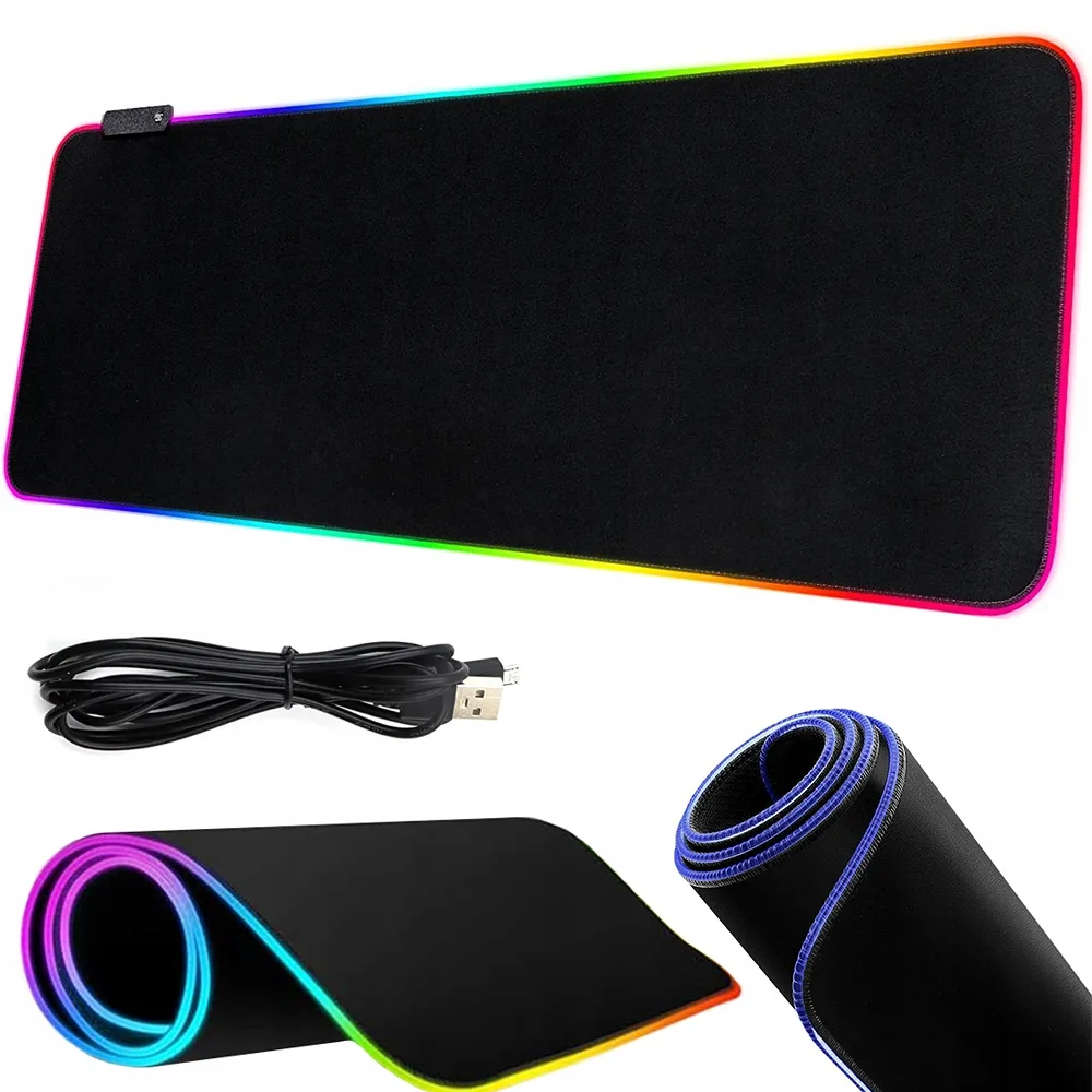 image-9416.jpeg Gamingowa Podkładka Pod Myszkę Dla Graczy Podświetlana Led Mata Rgb 80x30