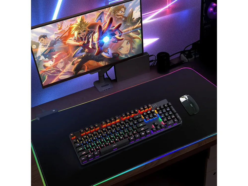 image-9417.jpeg Gamingowa Podkładka Pod Myszkę Dla Graczy Podświetlana Led Mata Rgb 80x30