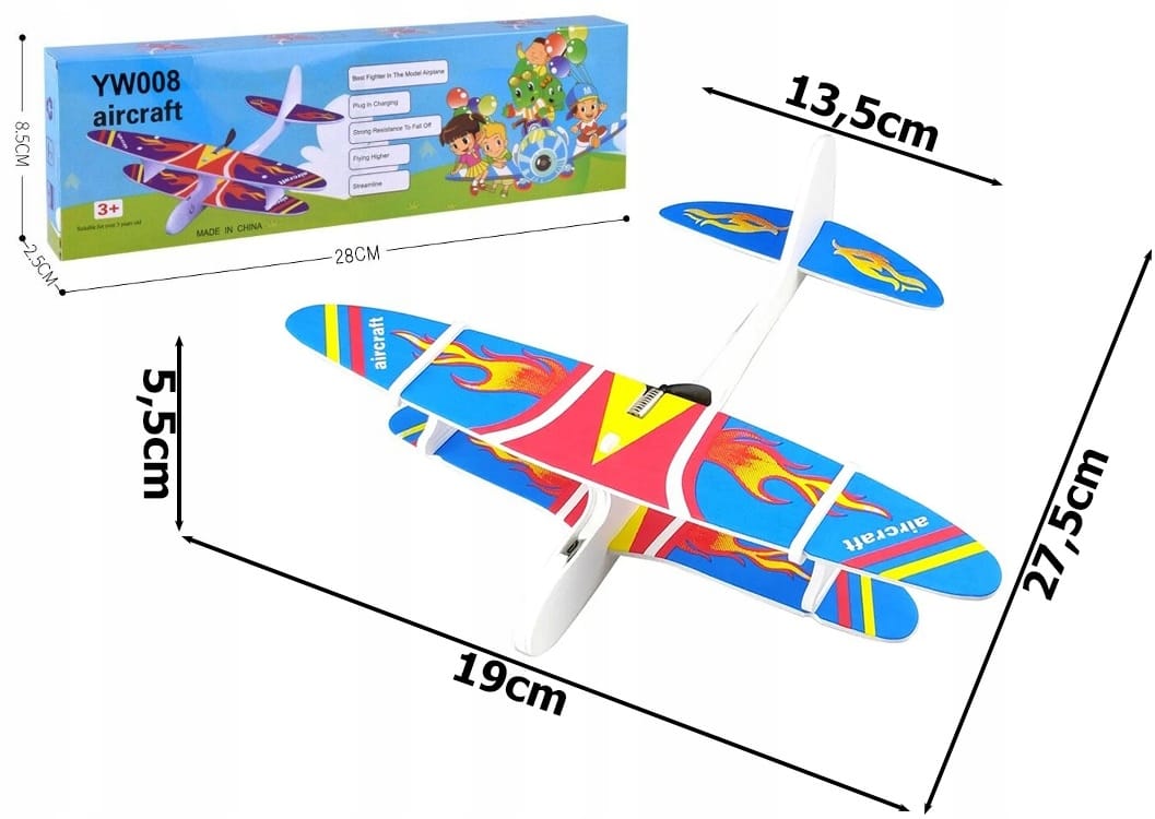 Samolot Styropianowy Latający Piankowy Lekki Usb Silnik Szybowiec Rzutka