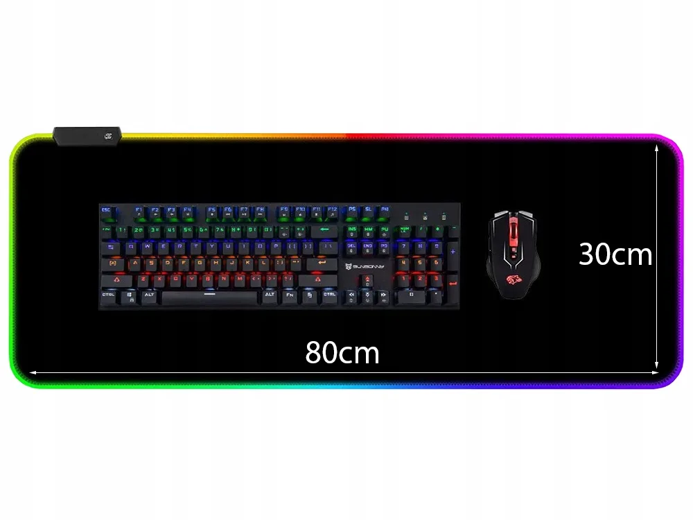image-9420.jpeg Gamingowa Podkładka Pod Myszkę Dla Graczy Podświetlana Led Mata Rgb 80x30