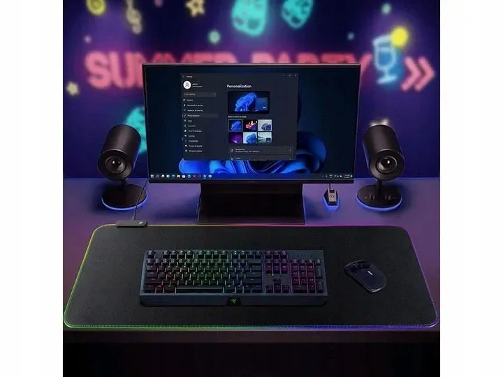 image-9422.jpeg Gamingowa Podkładka Pod Myszkę Dla Graczy Podświetlana Led Mata Rgb 80x30