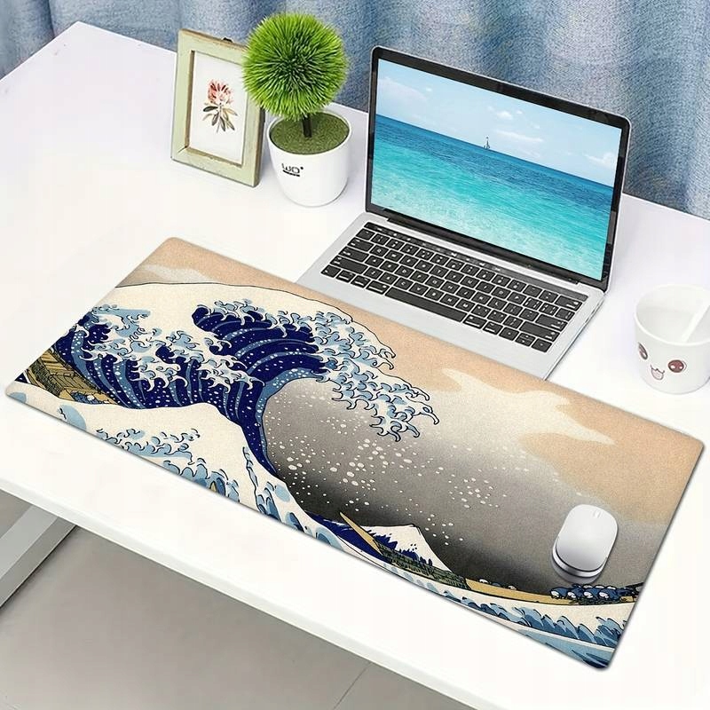 Duża Podkładka Pod Mysz Klawiaturę Na Biurko Biurowa 90x40 Wielka Fala