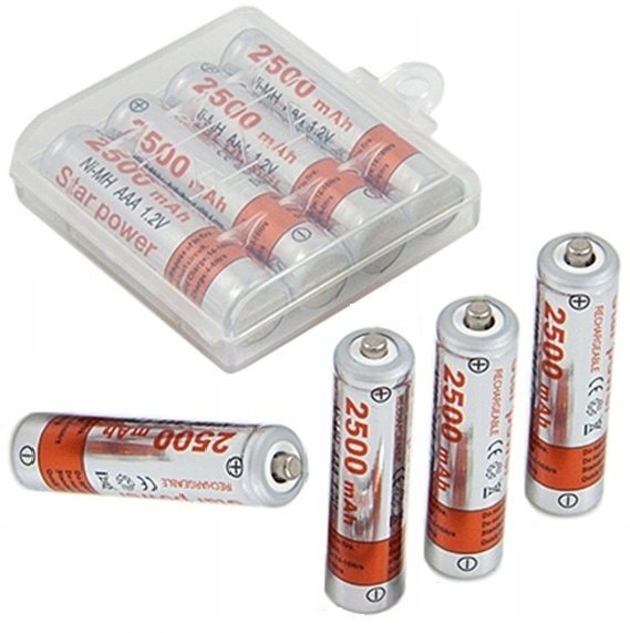 Akumulator Bateria Ogniwo Typu Aaa R3 Ni-mh 2500mah 1,2v 4 Sztuki Małe Etui