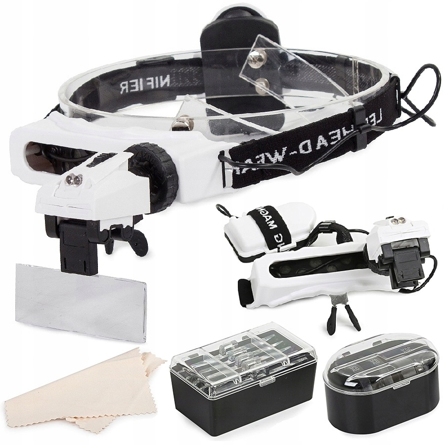 Lupa Na Głowę Okulary Powiększające Precyzyjne Led 8x Lupa Nagłowna Czołowa