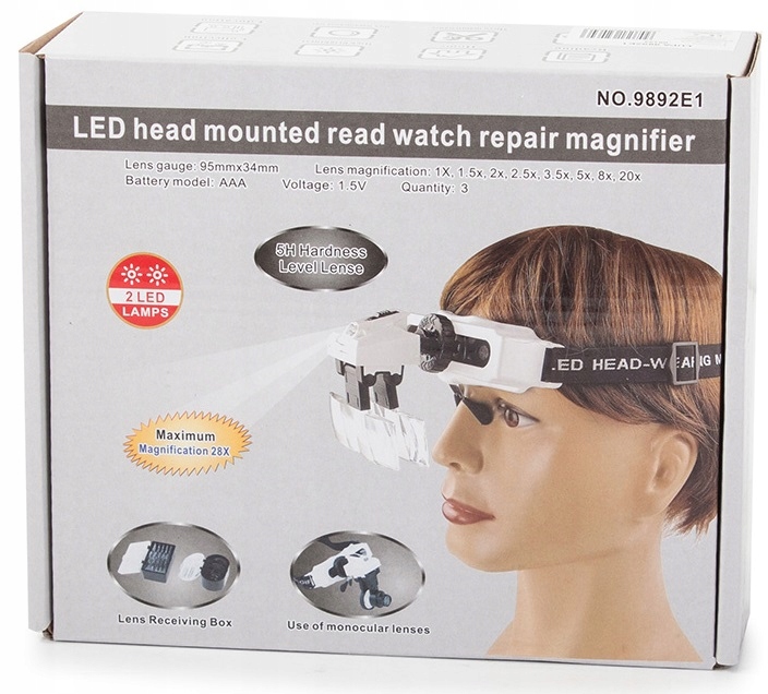 Lupa Na Głowę Okulary Powiększające Precyzyjne Led 8x Lupa Nagłowna Czołowa