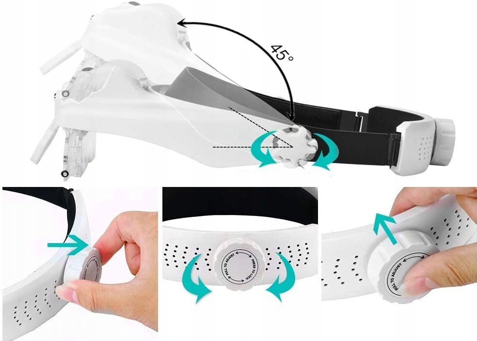 Okulary Powiększające Lupa Nagłowna Czołowa Regulowana Soczewki Led Zestaw