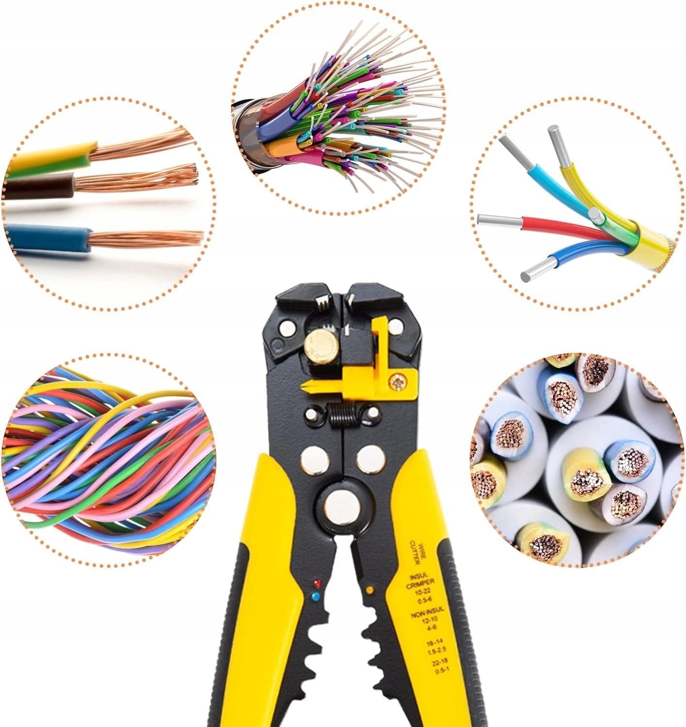 Ściągacz Izolacji Automatyczne Szczypce Do Kabli Przewodów Zaciskarka 3w1