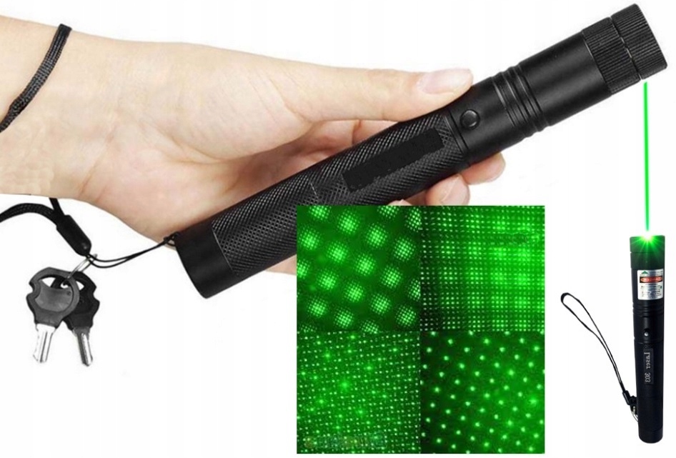 Laser Wskaźnik Laserowy Mocny Zielony Punktowy Akumulator Ładowarka 4w1