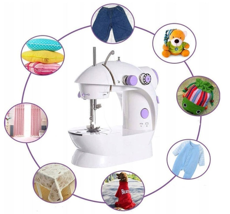 Domowa Przenośna Mini Maszyna Do Szycia Podświetlenie Led + Akcesoria Pedał