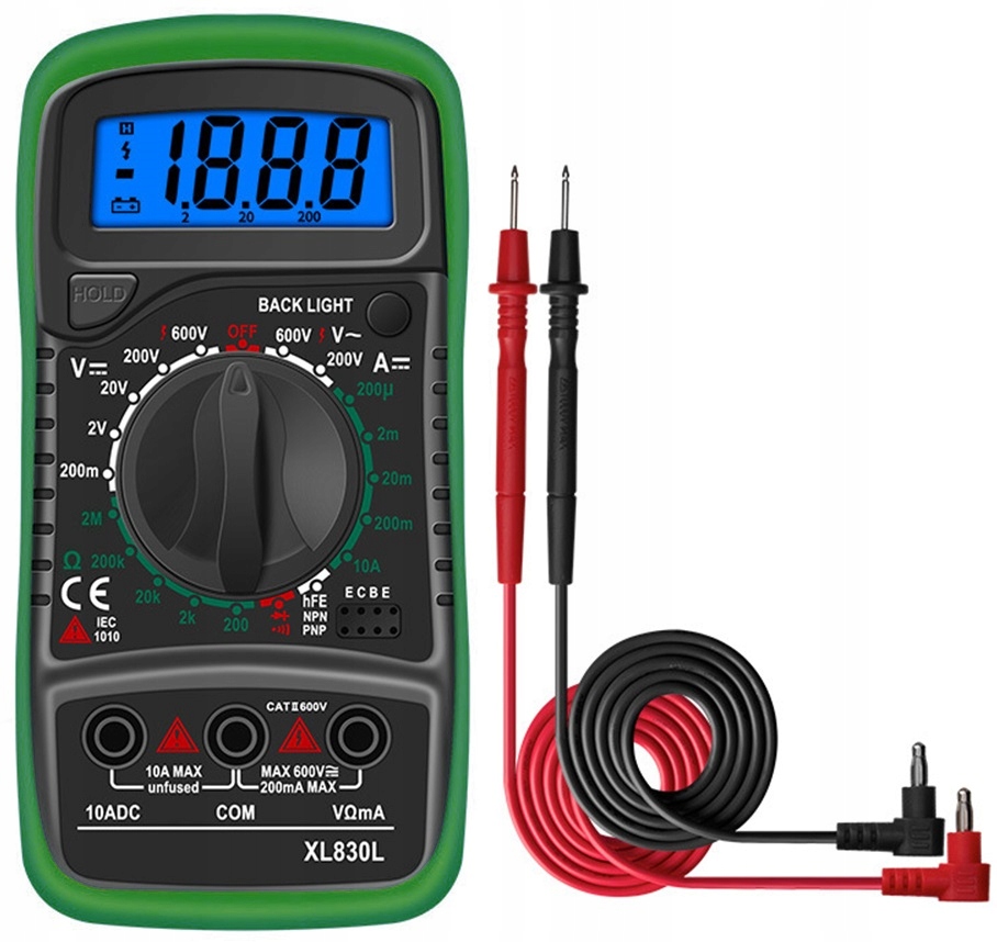 Cyfrowy Multimetr Miernik Prądu Lcd Xl830l 2 Sondy