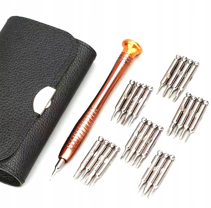 Zestaw Wkrętaki Precyzyjne Końcówki Mini Torx 24 Bity + Śrubokręt + Etui