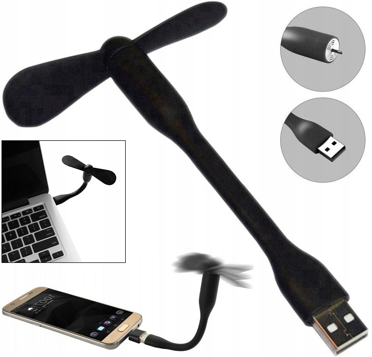 Wiatraczek Wentylator Mini Silikonowy Do Laptopa Powerbank Usb