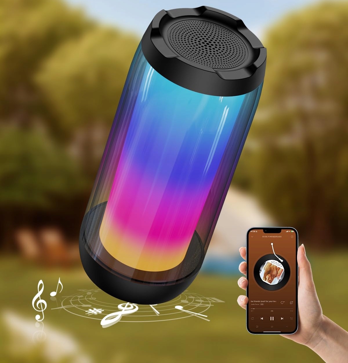 Głośnik Bezprzewodowy Przenośny Bluetooth Boombox USB AUX Radio LED Mp3