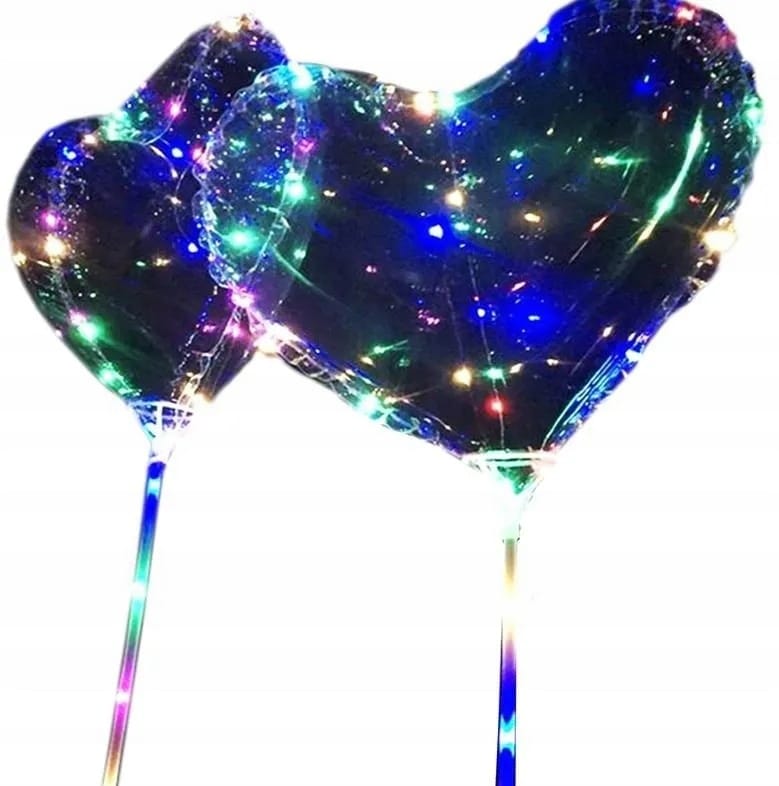 Kolorowy Balon Serce Led Świecący Duży Mocny Światełka Na Patyku Dekoracja