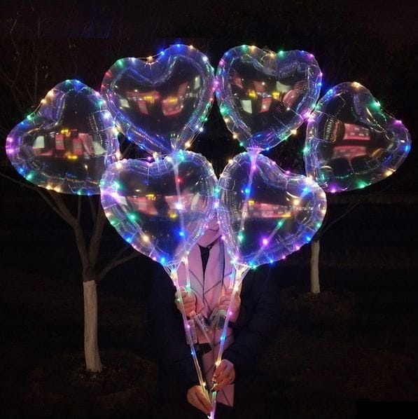 Kolorowy Balon Serce Led Świecący Duży Mocny Światełka Na Patyku Dekoracja