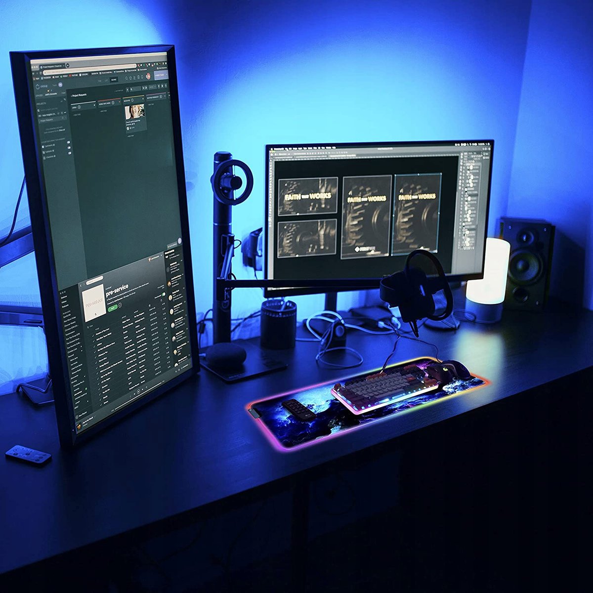 Duża Gamingowa Podkładka Pod Myszkę Rgb Xxl Podświetlana Led Mata Na Biurko