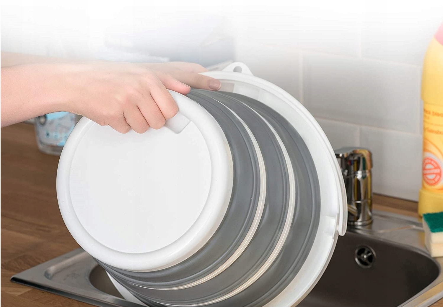 Składane Wiadro Silikonowe Wiaderko 10 Litrów Turystyczne Na Biwak Ryby