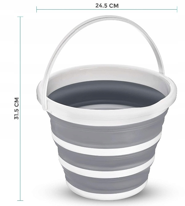 Składane Wiadro Silikonowe Wiaderko 10 Litrów Turystyczne Na Biwak Ryby