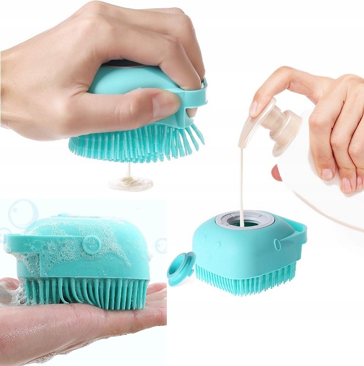 Szczotka Dla Psa Do Kąpieli Mycia Myjka Z Dozownikiem Na Płyn Szampon
