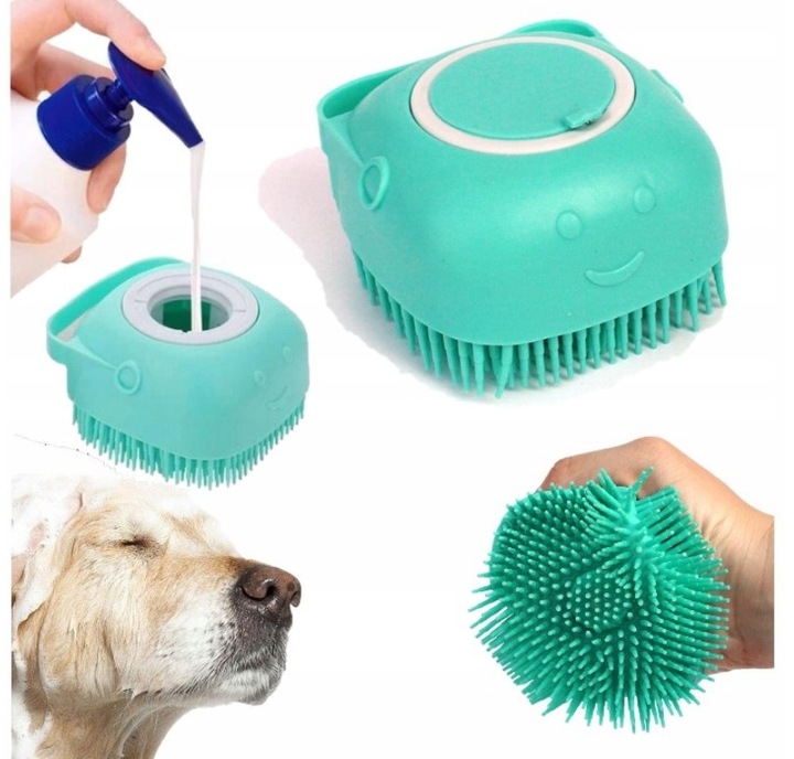 Szczotka Dla Psa Do Kąpieli Mycia Myjka Z Dozownikiem Na Płyn Szampon