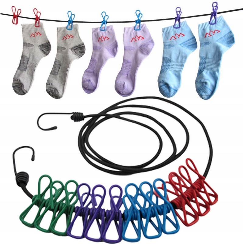 Elastyczna Linka Lina Turystyczna Na Pranie Spinacze Z Klamrami Klamerkami
