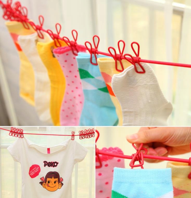 Elastyczna Linka Lina Turystyczna Na Pranie Spinacze Z Klamrami Klamerkami